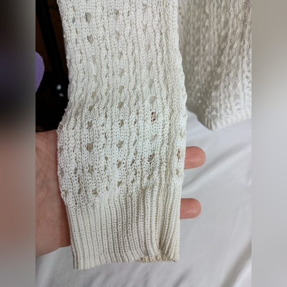 2/$30 WHITE HOUSE BLACK MARKET Boho Elegant Cream Knit Women's Sweater (#1,548) - Picture 6 of 10